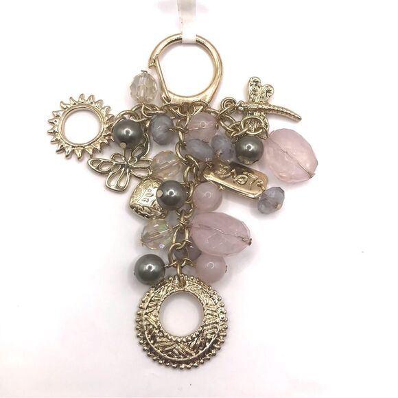 Gold and Pink Charm Keychain - Picture 1 of 6
